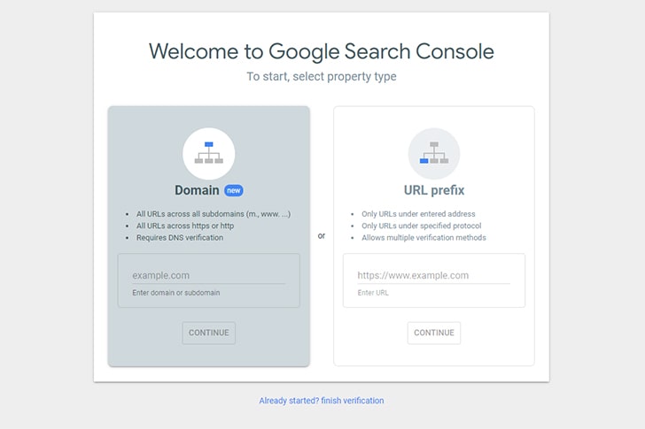 start search console